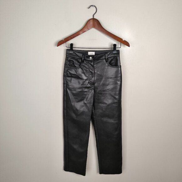 Aritzia Wilfred Biker Cyberpunk Minimalist Satin Vegan Leather Melina Pants 0 - Picture 2 of 9